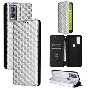 For Cricket Magic 5G Cubic Grid Texture Flip Leather Phone Case(Silver)