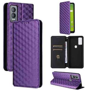 For Cricket Magic 5G Cubic Grid Texture Flip Leather Phone Case(Purple)