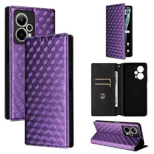 For Cricket Outlast 5G 2024 Cubic Grid Texture Flip Leather Phone Case(Purple)