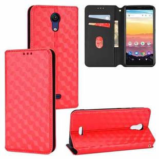 For Cricket Vision 3 Cubic Grid Texture Flip Leather Phone Case(Red)