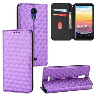 For Cricket Vision 3 Cubic Grid Texture Flip Leather Phone Case(Purple)