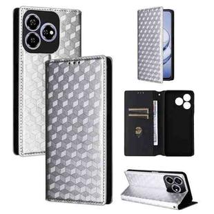 For ZTE Axon 60 4G / Blade V60 4G Cubic Grid Texture Flip Leather Phone Case(Silver)