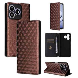 For ZTE Axon 60 4G / Blade V60 4G Cubic Grid Texture Flip Leather Phone Case(Brown)