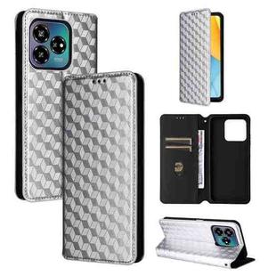 For ZTE Axon 60 Lite / Blade V60 Vita Cubic Grid Texture Flip Leather Phone Case(Silver)