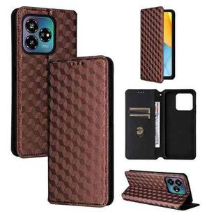 For ZTE Axon 60 Lite / Blade V60 Vita Cubic Grid Texture Flip Leather Phone Case(Brown)