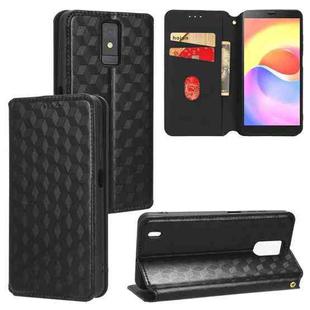 For ZTE Blade A32 Cubic Grid Texture Flip Leather Phone Case(Black)