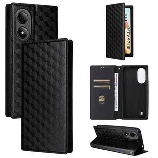For ZTE Blade A33s Cubic Grid Texture Flip Leather Phone Case(Black)