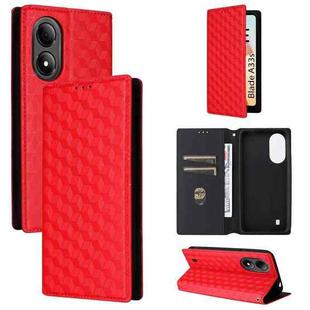 For ZTE Blade A33s Cubic Grid Texture Flip Leather Phone Case(Red)
