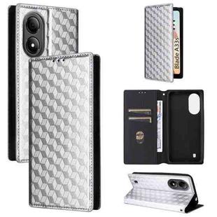 For ZTE Blade A33s Cubic Grid Texture Flip Leather Phone Case(Silver)