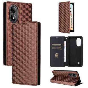 For ZTE Blade A33s Cubic Grid Texture Flip Leather Phone Case(Brown)