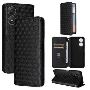 For ZTE Blade A34 Cubic Grid Texture Flip Leather Phone Case(Black)