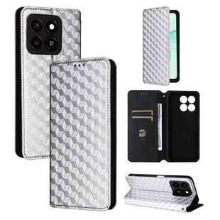 For ZTE Blade A35 / A55 Cubic Grid Texture Flip Leather Phone Case(Silver)