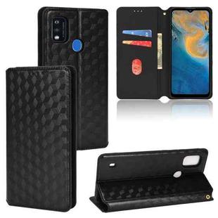 For ZTE Blade A51 Cubic Grid Texture Flip Leather Phone Case(Black)
