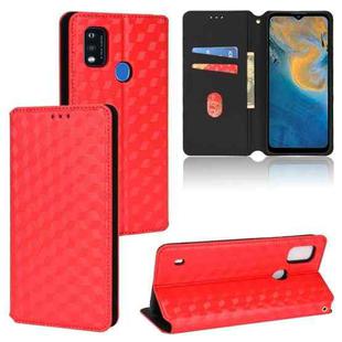 For ZTE Blade A51 Cubic Grid Texture Flip Leather Phone Case(Red)