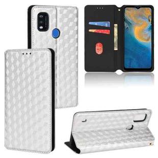 For ZTE Blade A51 Cubic Grid Texture Flip Leather Phone Case(Silver)