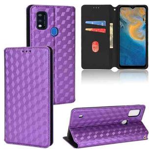 For ZTE Blade A51 Cubic Grid Texture Flip Leather Phone Case(Purple)