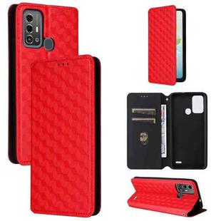 For ZTE Blade A53 Pro Cubic Grid Texture Flip Leather Phone Case(Red)