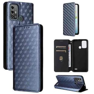 For ZTE Blade A53 Pro Cubic Grid Texture Flip Leather Phone Case(Blue)