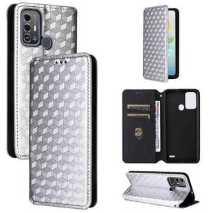 For ZTE Blade A53 Pro Cubic Grid Texture Flip Leather Phone Case(Silver)