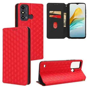 For ZTE Blade A53 Cubic Grid Texture Flip Leather Phone Case(Red)