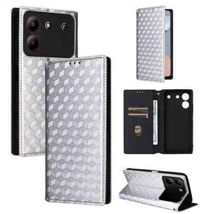 For ZTE Blade A54 Cubic Grid Texture Flip Leather Phone Case(Silver)