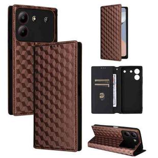 For ZTE Blade A54 Cubic Grid Texture Flip Leather Phone Case(Brown)