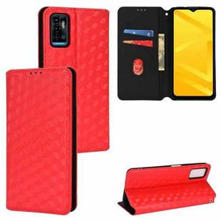 For ZTE Blade A71 / Optus X Swift 5G Cubic Grid Texture Flip Leather Phone Case(Red)