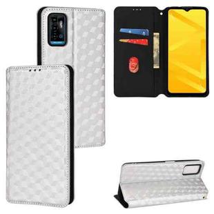 For ZTE Blade A71 / Optus X Swift 5G Cubic Grid Texture Flip Leather Phone Case(Silver)