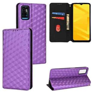 For ZTE Blade A71 / Optus X Swift 5G Cubic Grid Texture Flip Leather Phone Case(Purple)