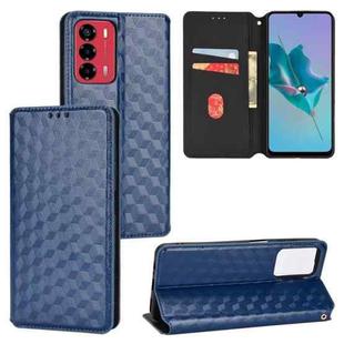 For ZTE Blade A72 / V40 Vita Cubic Grid Texture Flip Leather Phone Case(Blue)