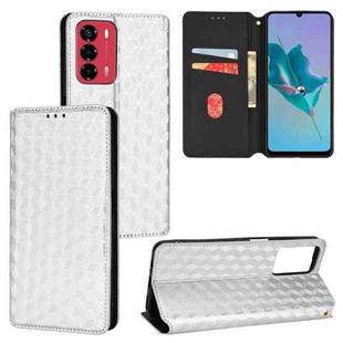 For ZTE Blade A72 / V40 Vita Cubic Grid Texture Flip Leather Phone Case(Silver)
