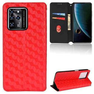 For ZTE Blade V30 Cubic Grid Texture Flip Leather Phone Case(Red)