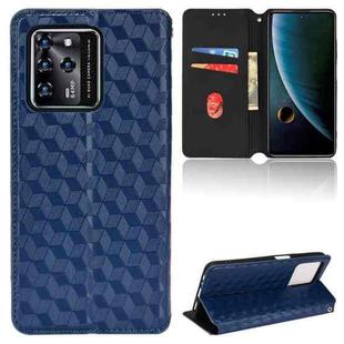 For ZTE Blade V30 Cubic Grid Texture Flip Leather Phone Case(Blue)