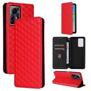 For ZTE Blade V41 Smart / Optus X Max Cubic Grid Texture Flip Leather Phone Case(Red)