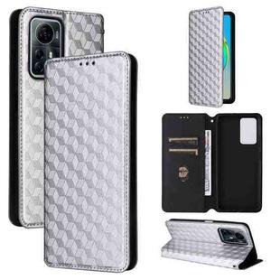 For ZTE Blade V41 Smart / Optus X Max Cubic Grid Texture Flip Leather Phone Case(Silver)