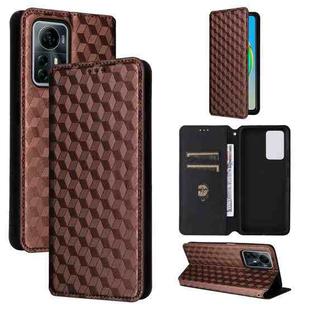 For ZTE Blade V41 Smart / Optus X Max Cubic Grid Texture Flip Leather Phone Case(Brown)