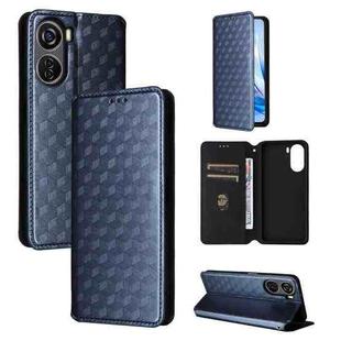 For ZTE Blade V41 Vita / V50 Design 5G Cubic Grid Texture Flip Leather Phone Case(Blue)