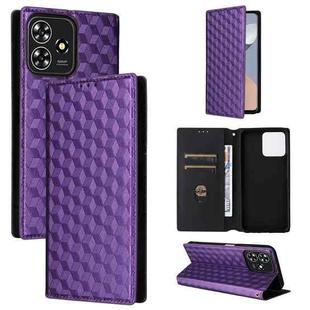 For ZTE Blade V50 Smart / Axon 50 Lite Cubic Grid Texture Flip Leather Phone Case(Purple)