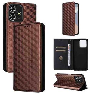 For ZTE Blade V50 Smart / Axon 50 Lite Cubic Grid Texture Flip Leather Phone Case(Brown)