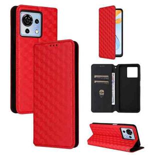 For ZTE Blade V50 Vita Cubic Grid Texture Flip Leather Phone Case(Red)