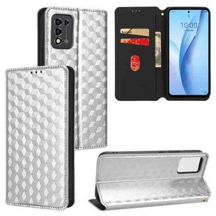 For ZTE Libero 5G III / A202ZT Cubic Grid Texture Flip Leather Phone Case(Silver)