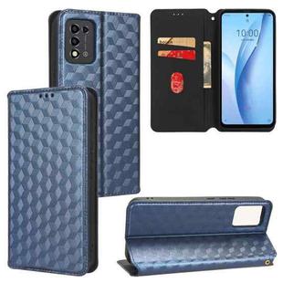 For ZTE Libero 5G II Cubic Grid Texture Flip Leather Phone Case(Blue)