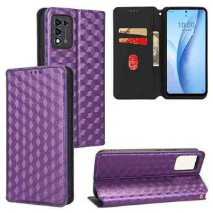 For ZTE Libero 5G II Cubic Grid Texture Flip Leather Phone Case(Purple)