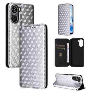 For ZTE Libero 5G IV / nubia LVY Cubic Grid Texture Flip Leather Phone Case(Silver)
