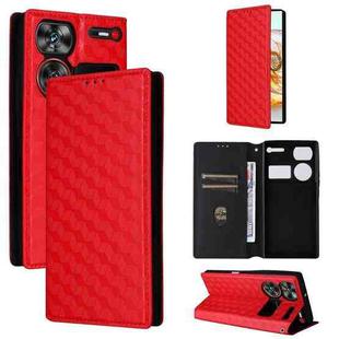 For ZTE nubia Z60 Ultra 5G Cubic Grid Texture Flip Leather Phone Case(Red)