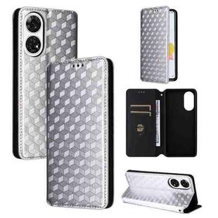 For ZTE Anshin Family / A303ZT Cubic Grid Texture Flip Leather Phone Case(Silver)