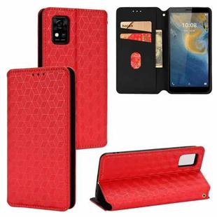For ZTE Avid 589 /  Z589 / Z5158 Cubic Grid Texture Flip Leather Phone Case(Red)