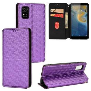 For ZTE Avid 589 /  Z589 / Z5158 Cubic Grid Texture Flip Leather Phone Case(Purple)