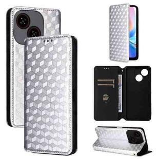 For ZTE Blade A35e Global / Z2466 Cubic Grid Texture Flip Leather Phone Case(Silver)