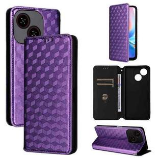 For ZTE Blade A35e Global / Z2466 Cubic Grid Texture Flip Leather Phone Case(Purple)